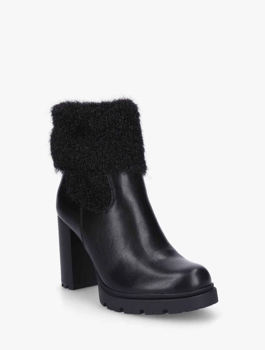 Bottines à talon bi-matière - Noir - 2