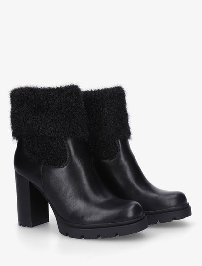 Bottines à talon bi-matière - Noir - 4
