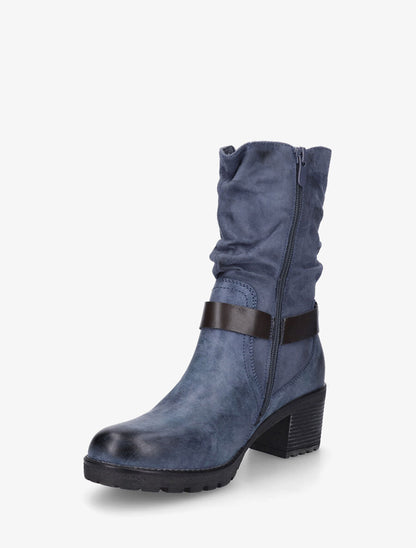 Bottines montantes bi-matière à zip - Bleu - 3