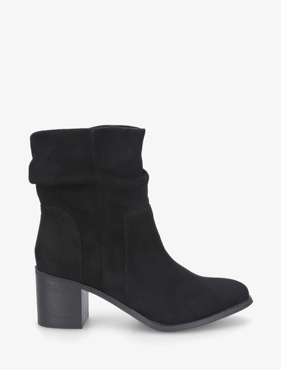 Bottines froncés en suédine - Noir - 1