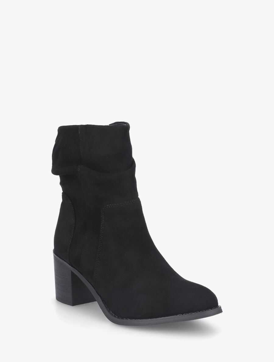 Bottines froncés en suédine - Noir - 2