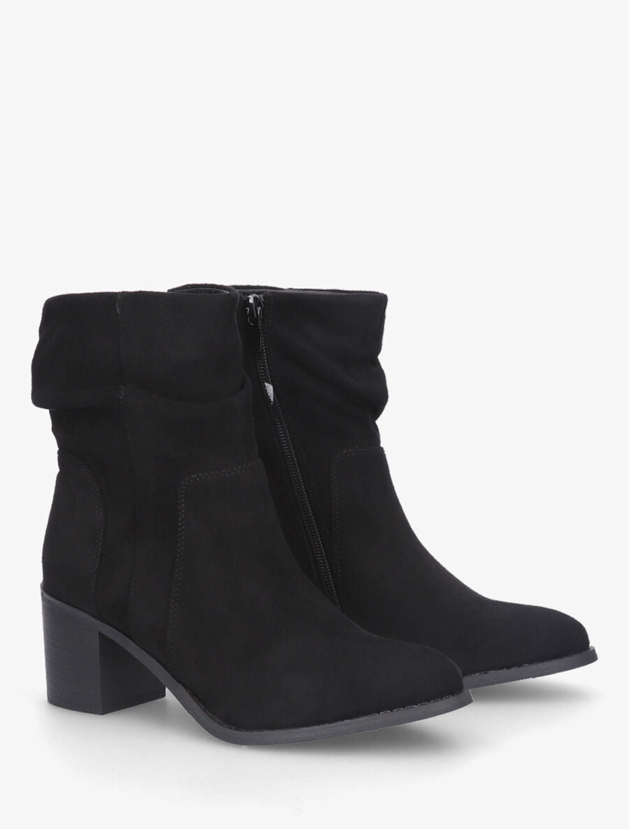 Bottines froncés en suédine - Noir - 4