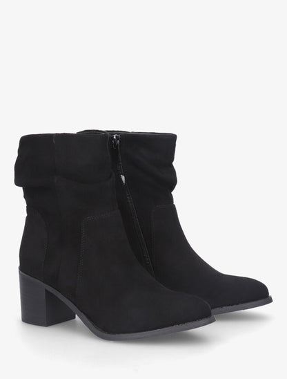 Bottines froncés en suédine - Noir - 4