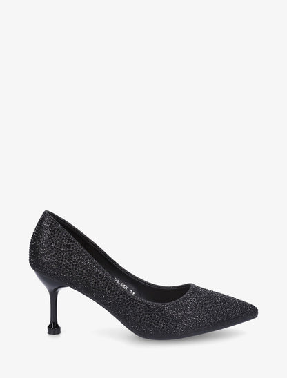 Escarpins pointus à strass - Noir - 1