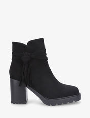Bottines en suédine à talon - Noir - 1