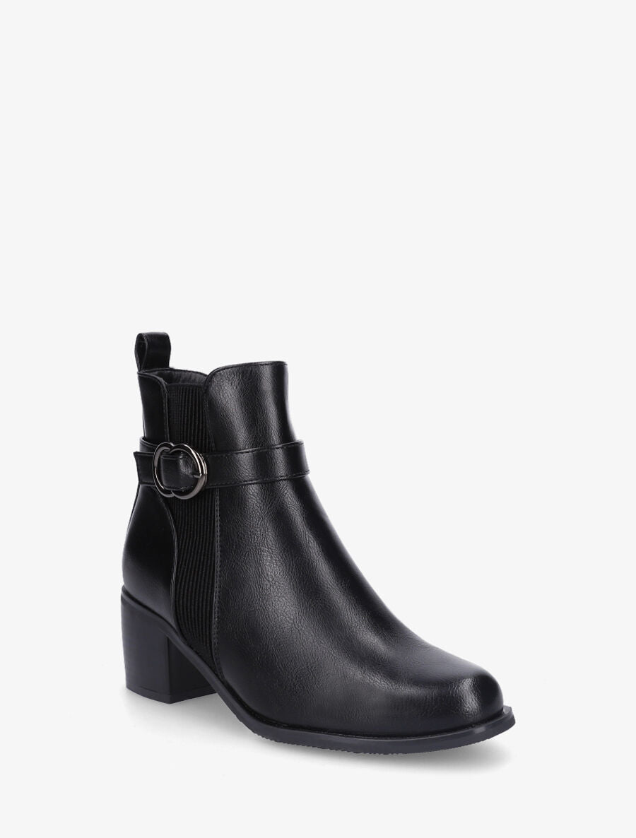 Bottines élastiquées en simili - Noir - 2
