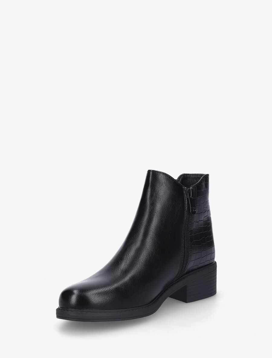 Bottines plates élastiquées croco - Noir - 3