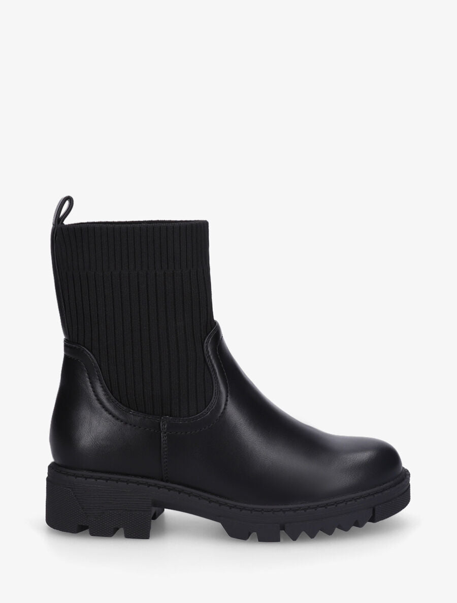 Bottines plates montantes bi-matière - Noir - 1