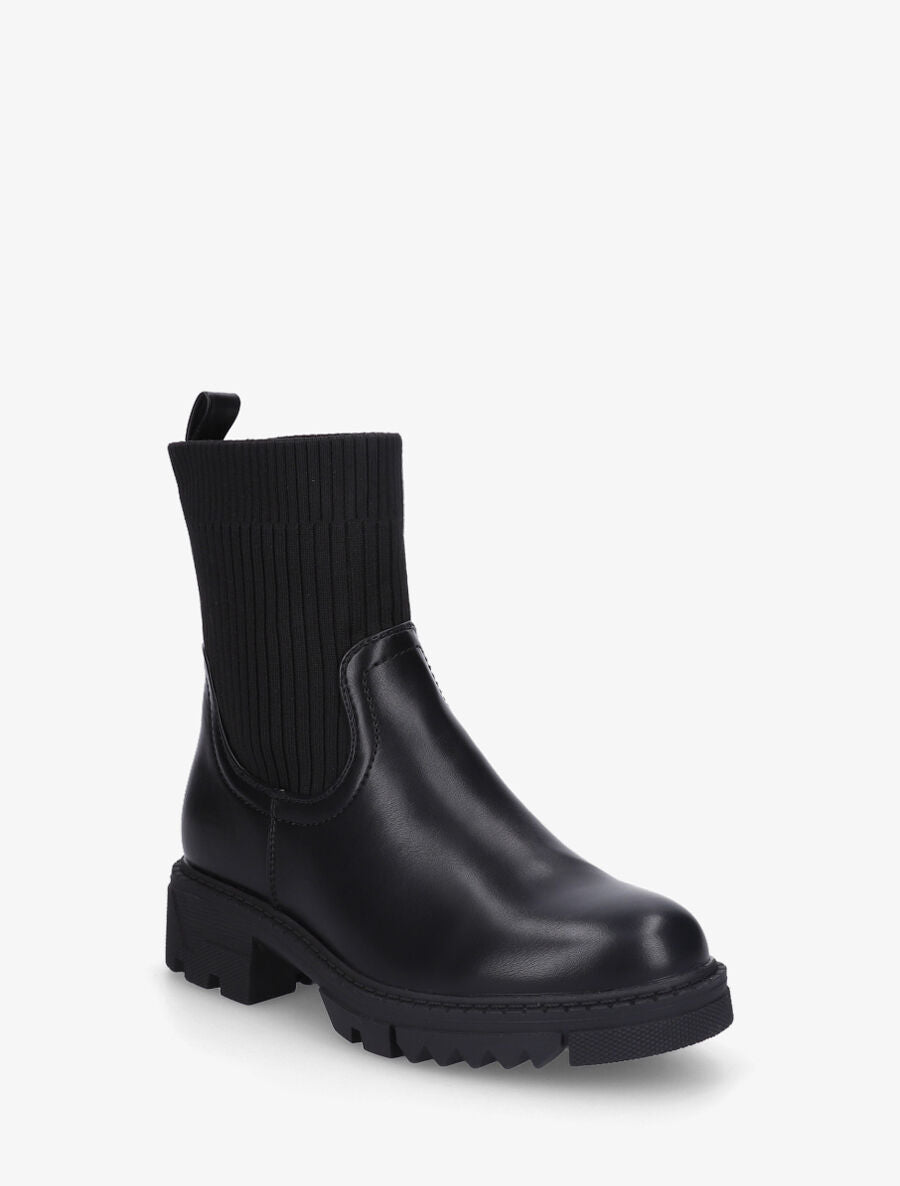 Bottines plates montantes bi-matière - Noir - 2