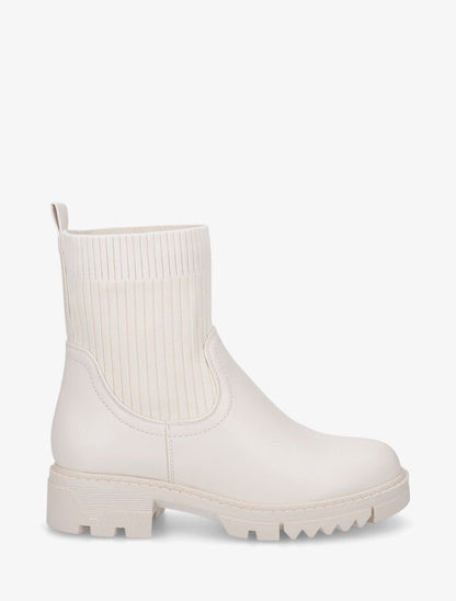 Bottines plates montantes bi-matière - Beige - 1
