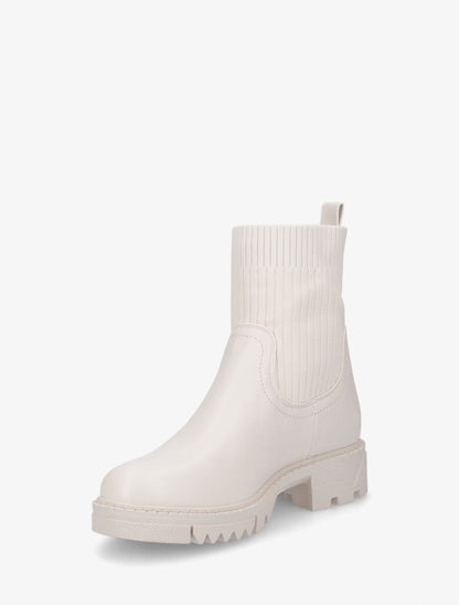 Bottines plates montantes bi-matière - Beige - 3