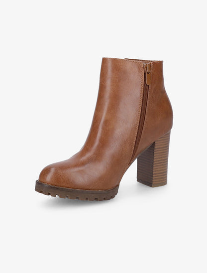 Bottines basiques à zip doré - Camel - 4