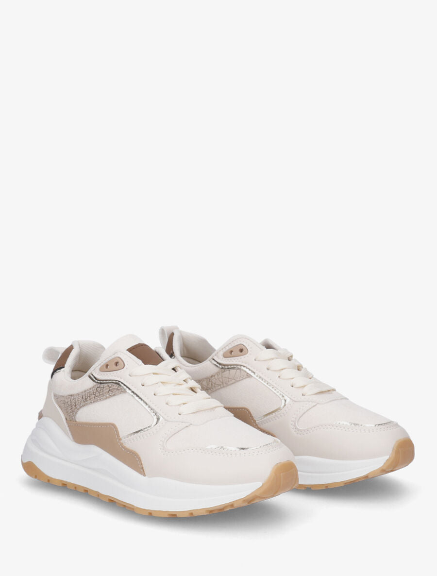 Baskets bi-matière - Beige - 4