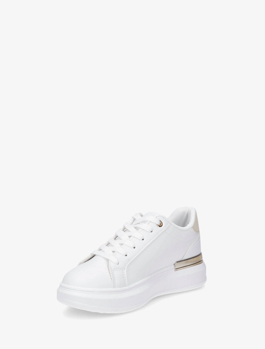 Sneakers compensées à empiècement métal - Beige - 3