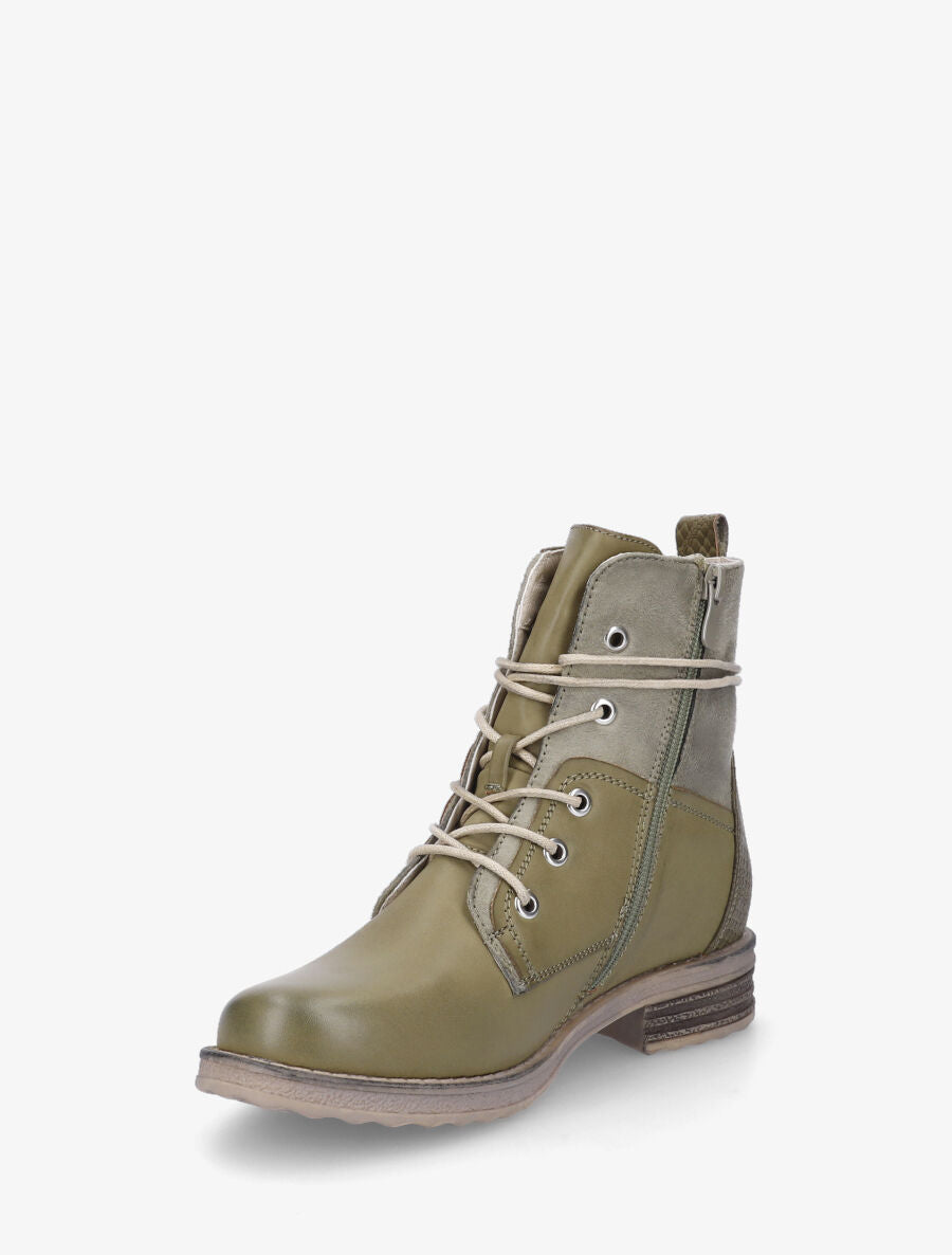 Bottines bi-matière à contrefort python - Kaki - 3