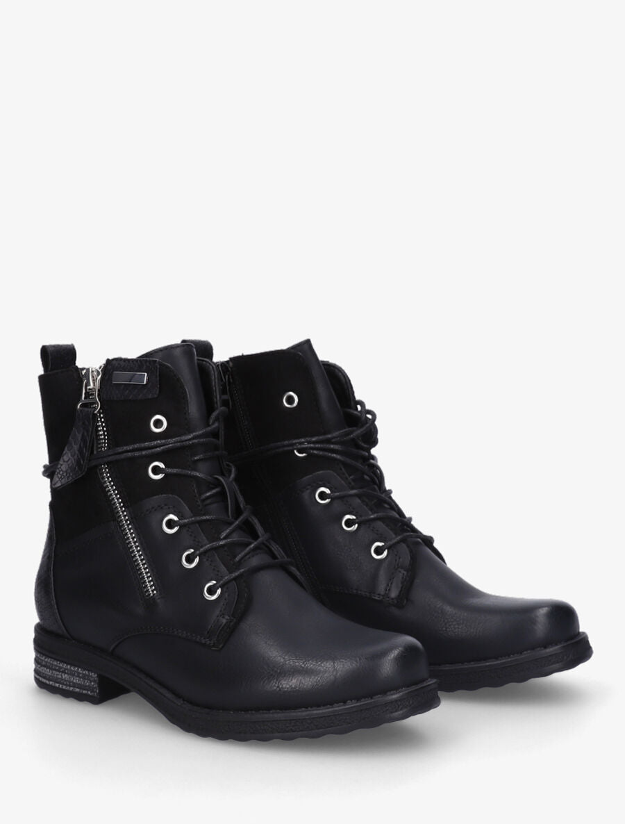 Bottines bi-matière à contrefort python - Noir - 4