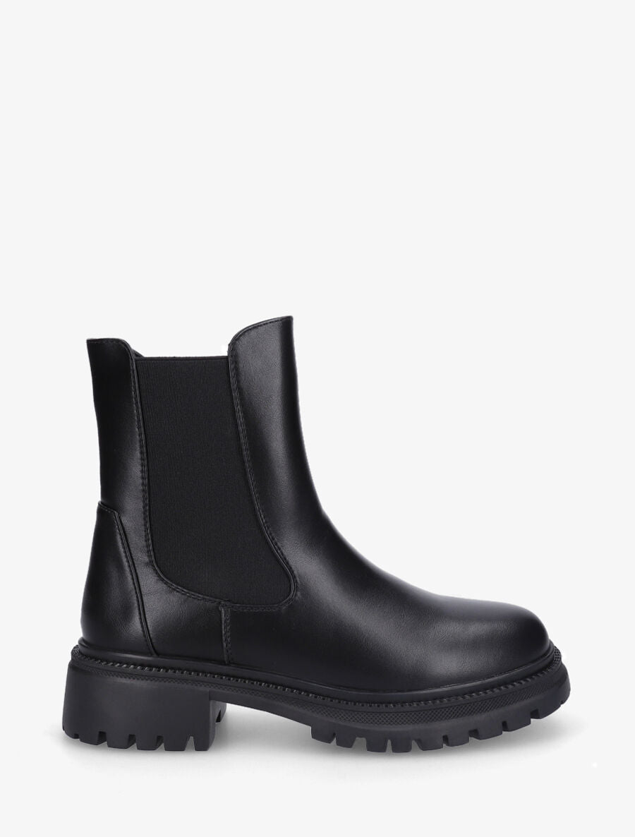 Bottines élastiquées en simili - Noir - 5