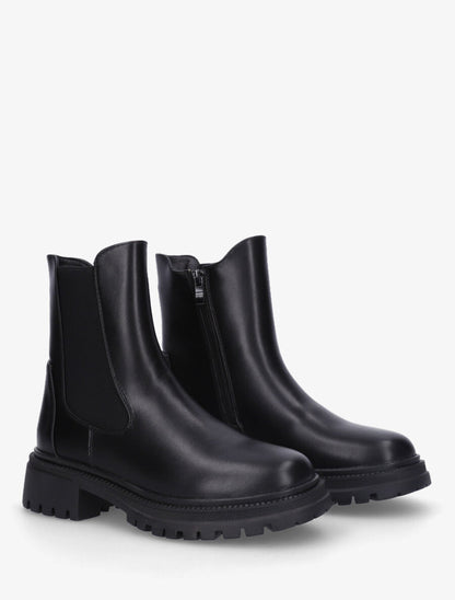 Bottines élastiquées en simili - Noir - 4