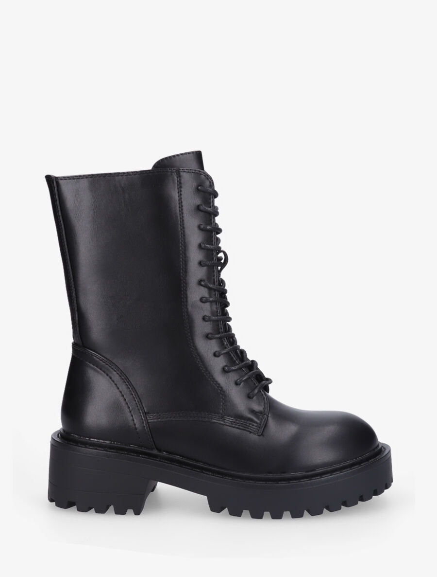 Bottines montantes en simili - Noir - 1