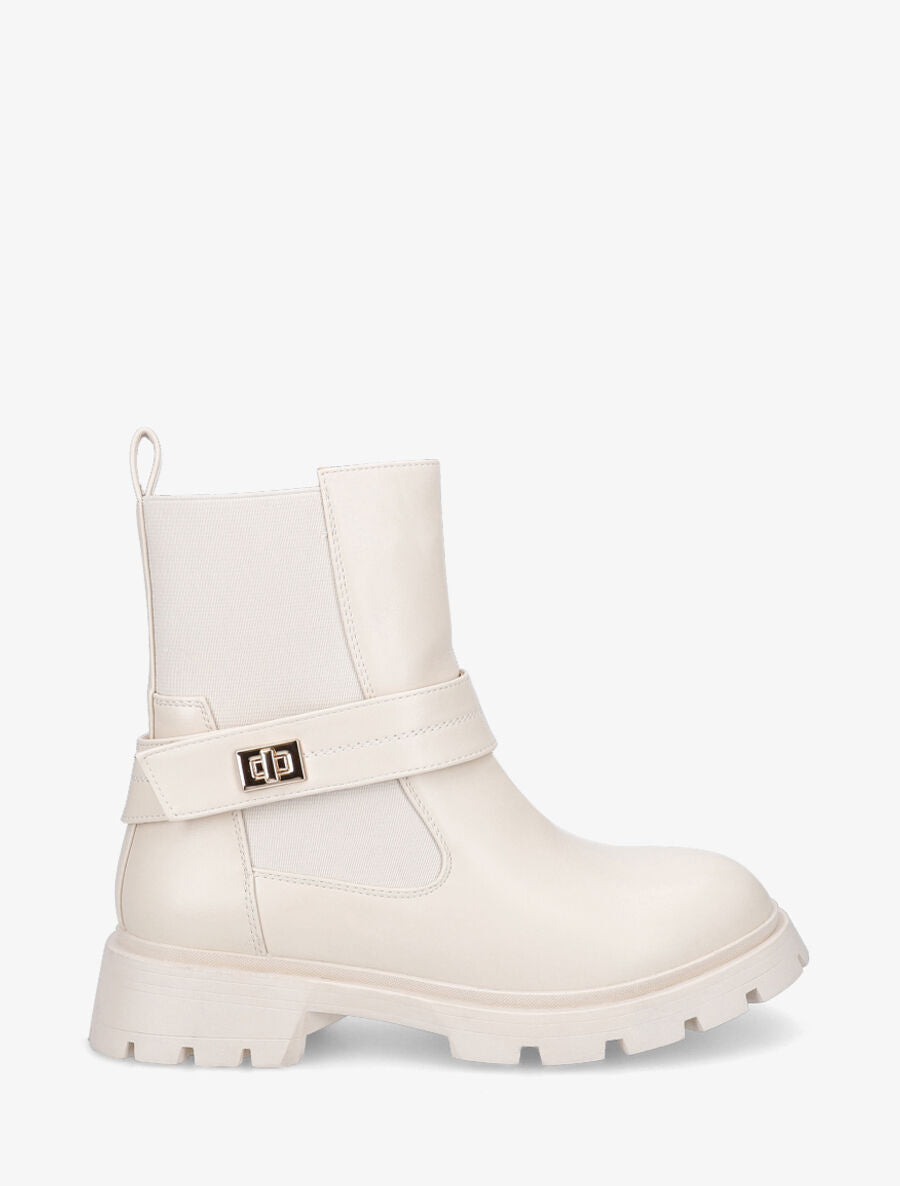 Bottines élastiquées et à scratch - Beige - 1