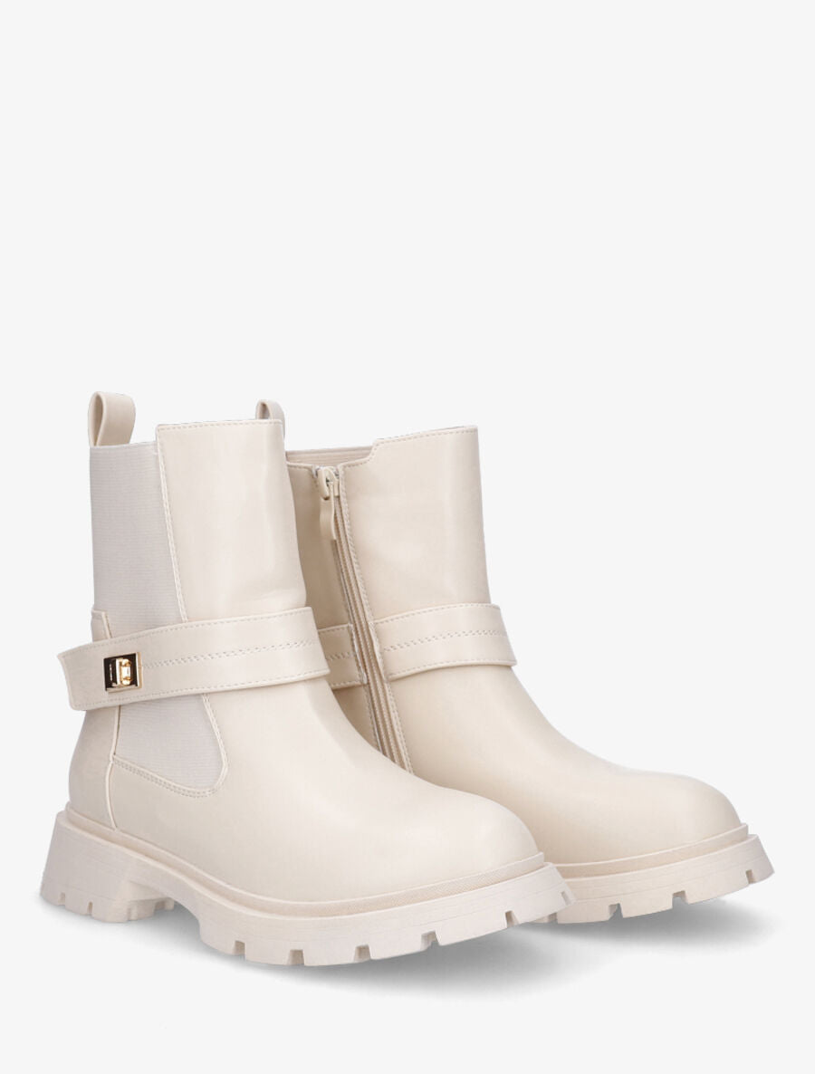 Bottines élastiquées et à scratch - Beige - 4