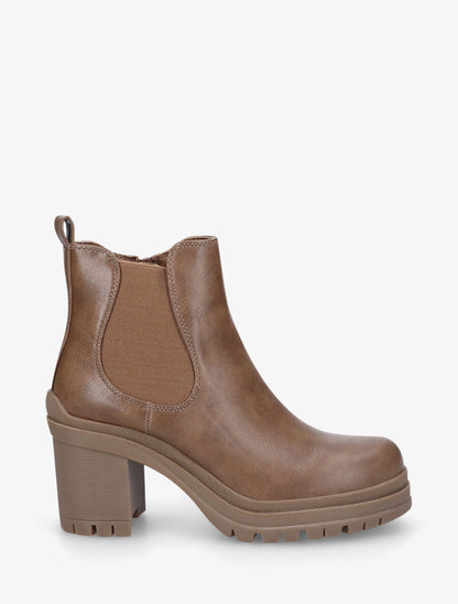 Bottines à semelle et talon crantés - Taupe - 1