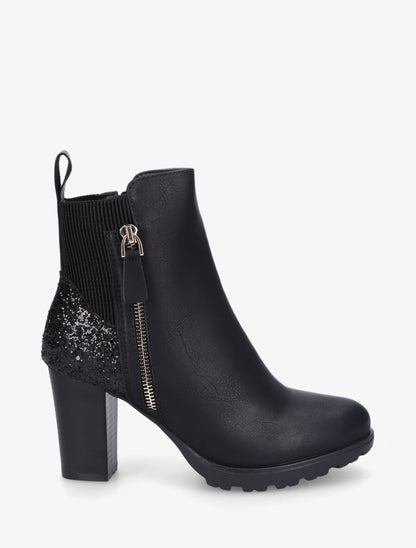 Bottines en simili et sequins - Noir - 1