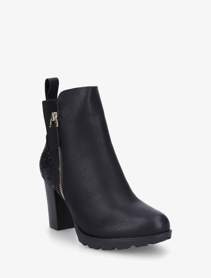 Bottines en simili et sequins - Noir - 2