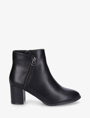 Bottines en simili à zip décoratif - Noir - 1