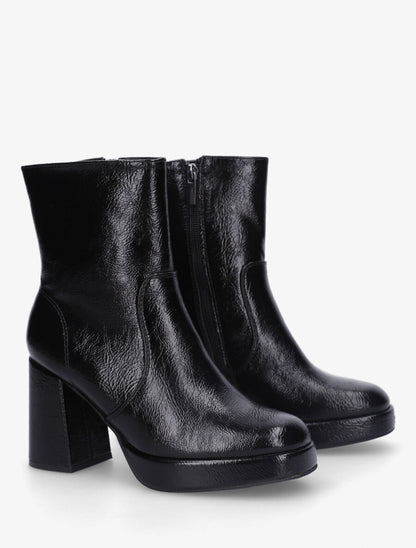 Bottines unies à plateforme - Noir - 4