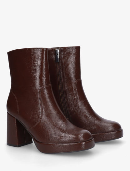 Bottines unies à plateforme - Marron - 4