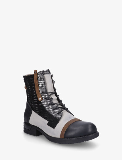 Bottines en simili multi textures - Noir - 2