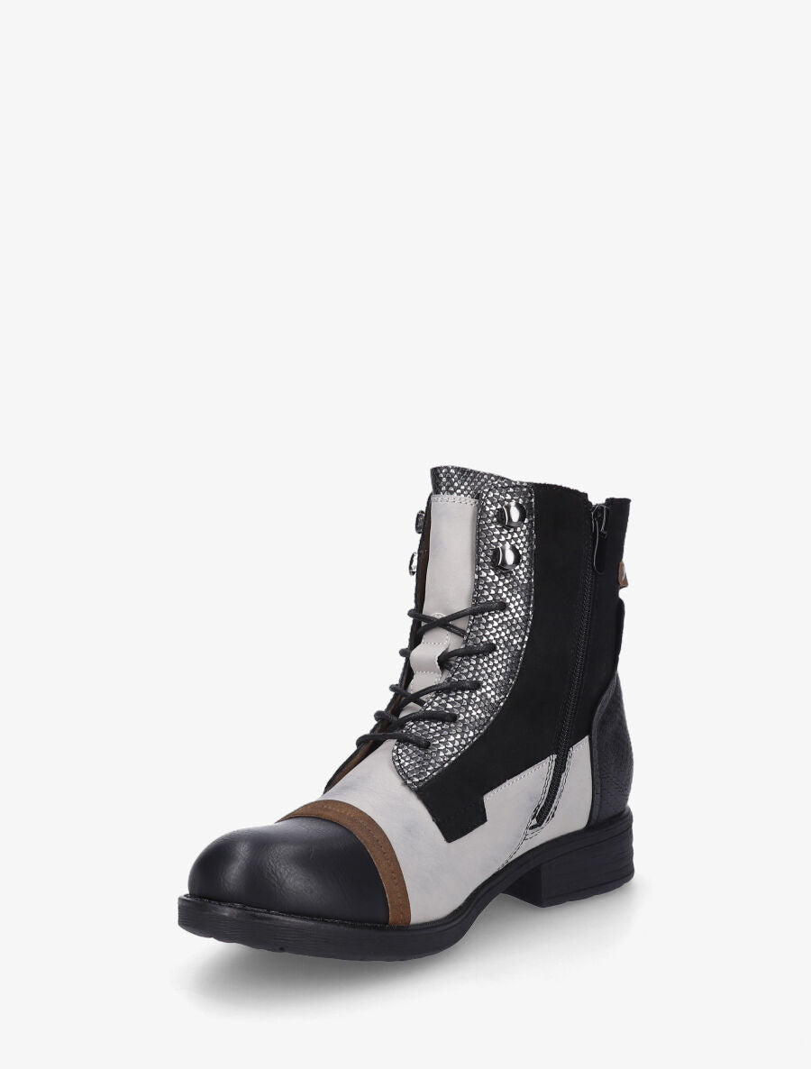 Bottines en simili multi textures - Noir - 3