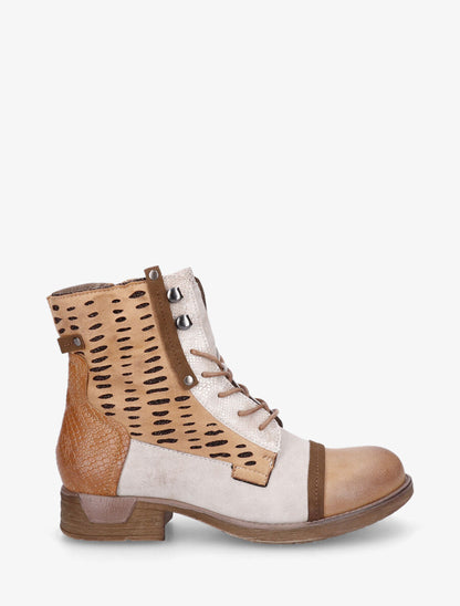 Bottines en simili multi textures - Camel - 5