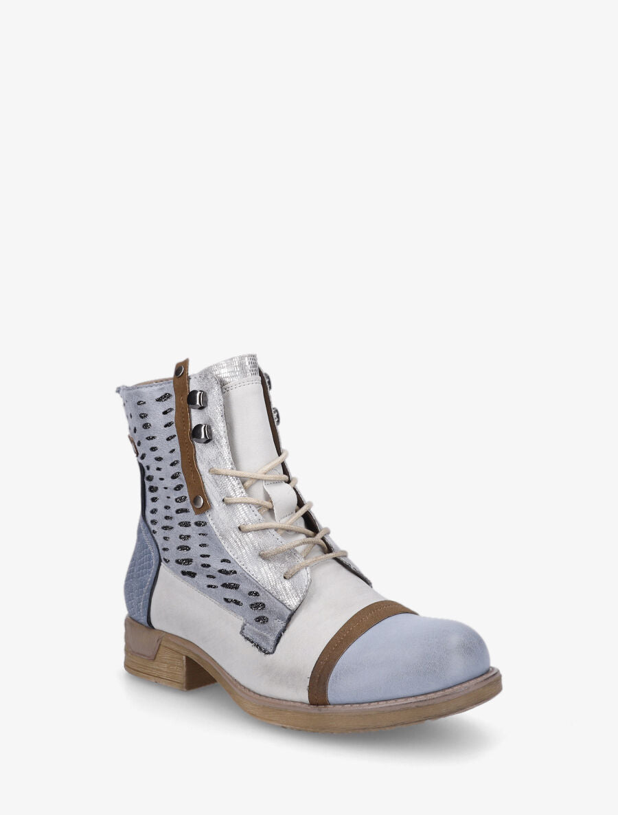 Bottines en simili multi textures - Bleu - 2