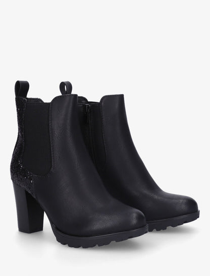 Bottines en simili à contrefort pailleté - Noir - 4