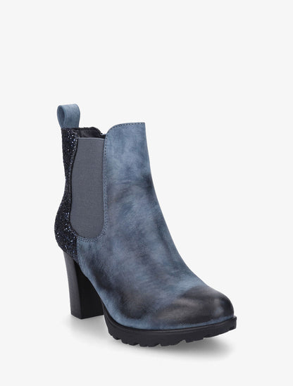 Bottines en simili à contrefort pailleté - Bleu - 2
