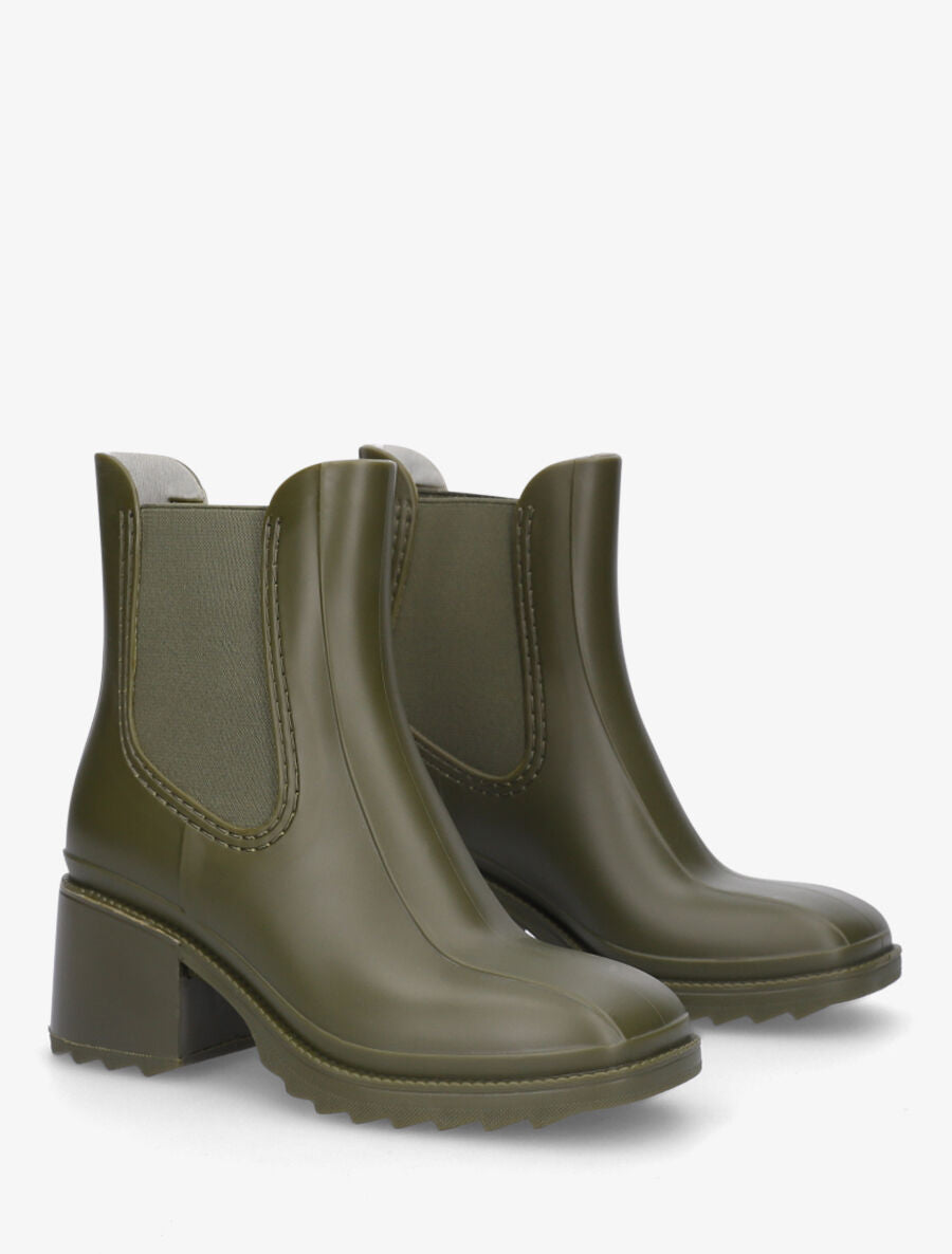 Bottines élastiquées en caoutchouc - Kaki - 4