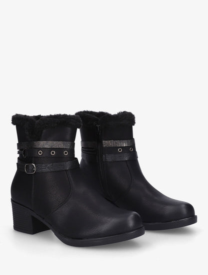 Bottines fourrées à talon - Noir - 4