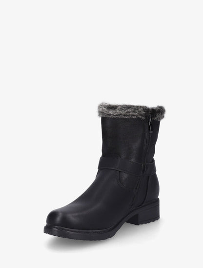 Bottines fourrées unies en simili - Noir - 3