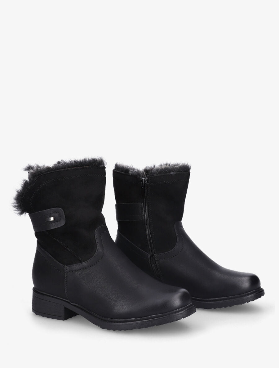 Bottines unies fourrées - Noir - 4