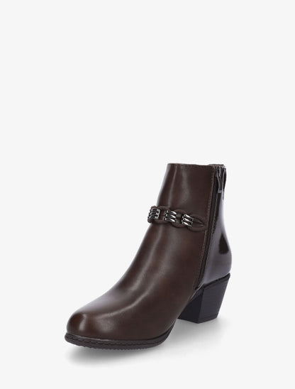 Bottines en simili à contrefort vernis - Marron - 3