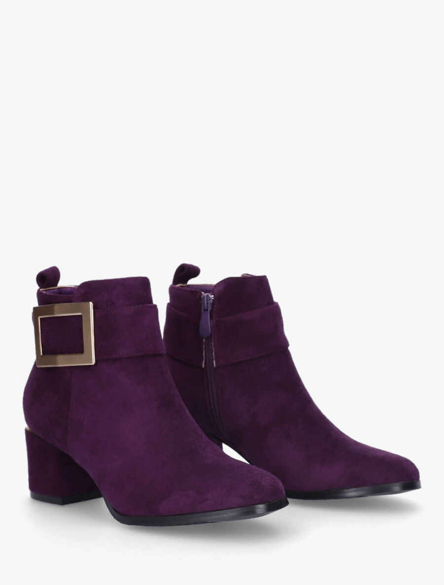 Bottines à boucle en suédine - Violet - 4