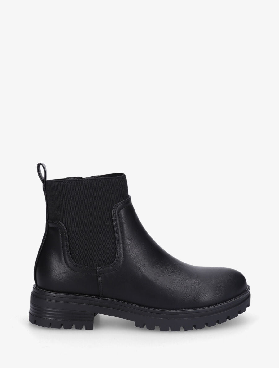 Bottines élastiquées en simili - Noir - 5