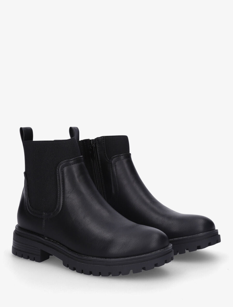 Bottines élastiquées en simili - Noir - 4