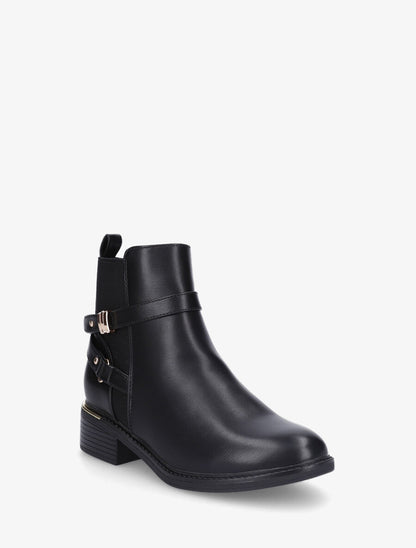 Bottines élastiquées et sanglés en simili - Noir - 2