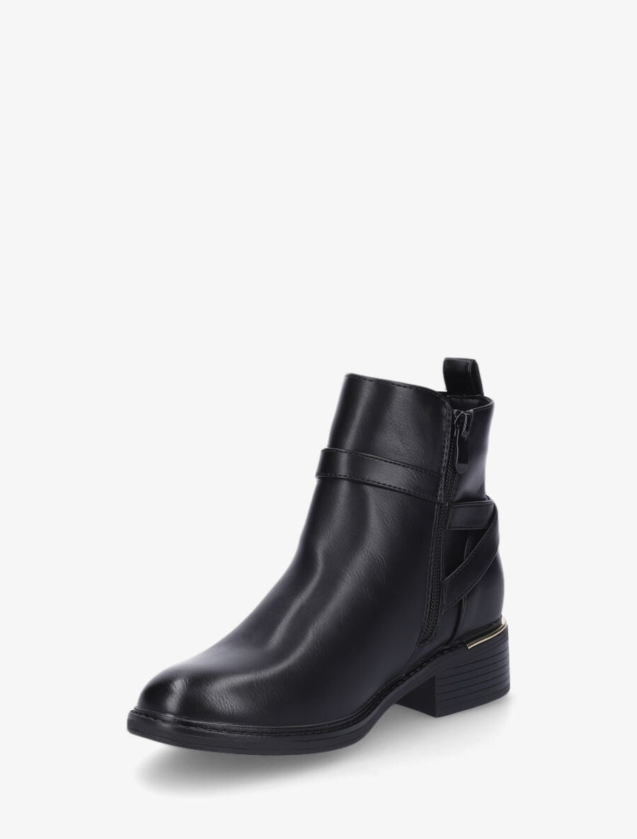Bottines élastiquées et sanglés en simili - Noir - 3