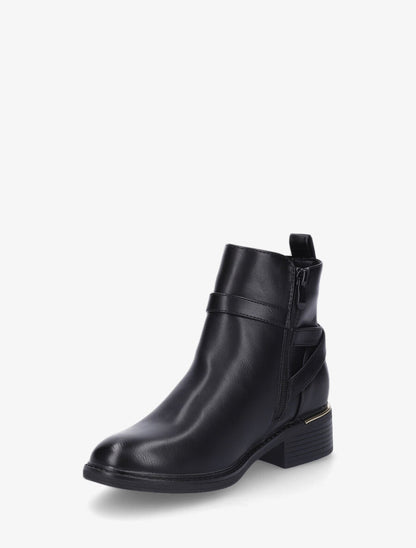 Bottines élastiquées et sanglés en simili - Noir - 3