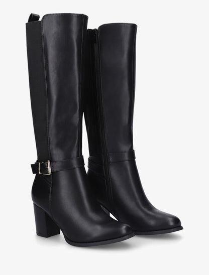 Bottes élastiquées à talon - Noir - 4