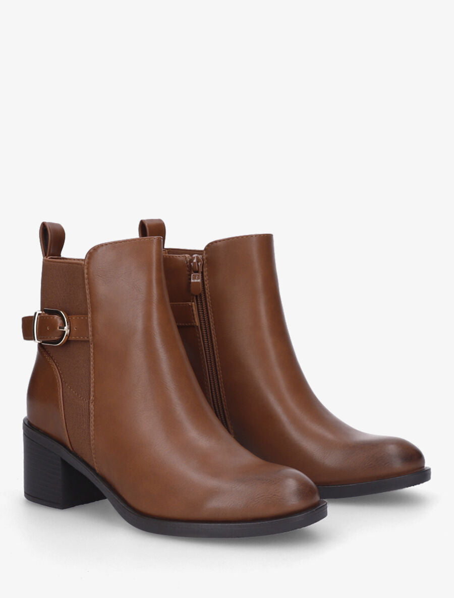 Bottines élastiquées unies - Camel - 4